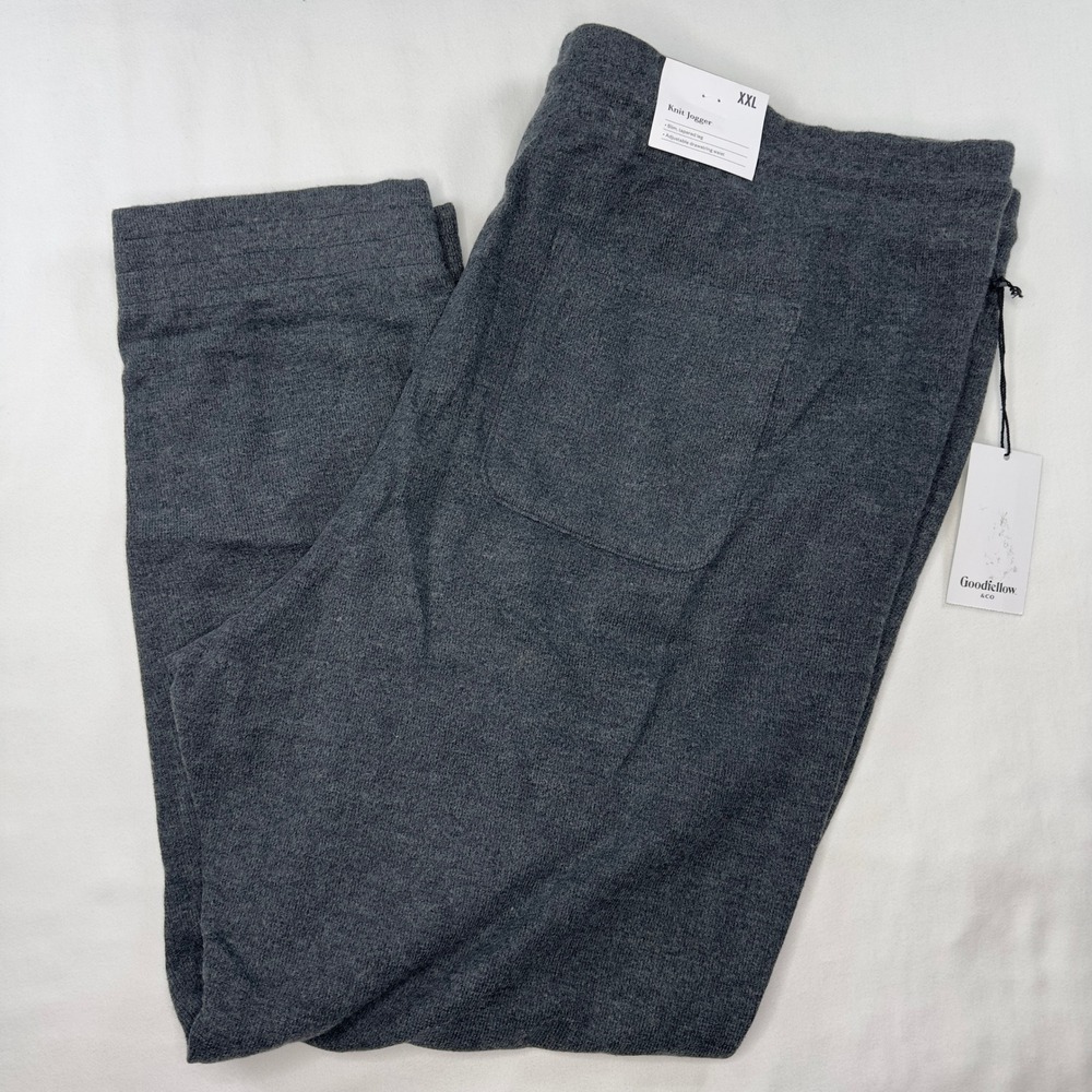 Goodfellow‎ & Co Sweatpants Joggers Men's XXL Dark Grey Knit Drawstring NEW